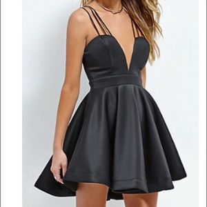 Black deep cut mini dress